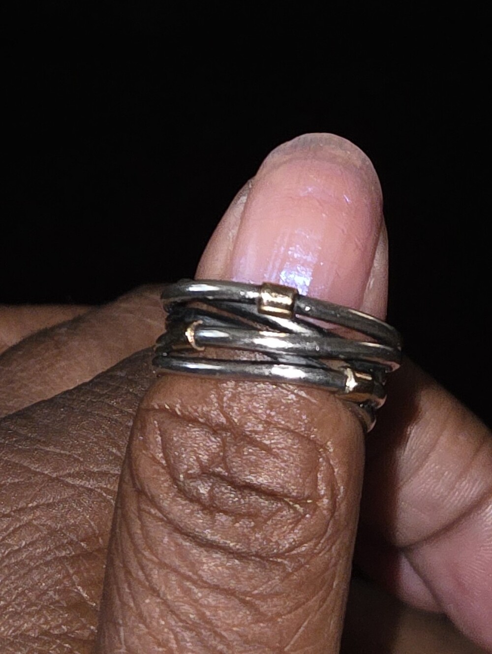 Pandora Sterling Silver & 14K Gold Crossover Wide Band Ring, 